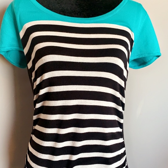 Turquoise Black and White Sweater - Picture 3 of 3